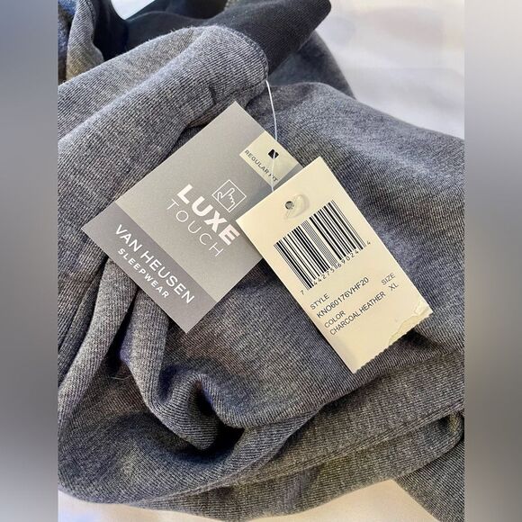 Van Heusen Pajama Pants Gray / Black Trim ButtonFly Adjustable Waist Size XL NWT - Picture 7 of 7